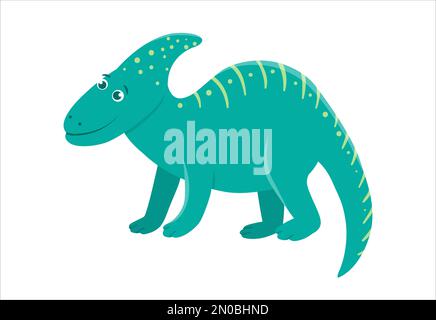 Icône de dinosaure Vector mignon isolée sur fond blanc. Drôle de personnage plat de dino. Jolie illustration de reptile préhistorique Illustration de Vecteur