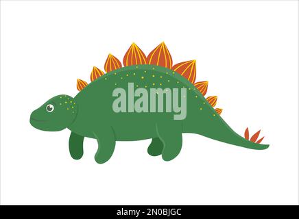 Icône de dinosaure Vector mignon isolée sur fond blanc. Drôle de personnage plat de dino. Jolie illustration de reptile préhistorique Illustration de Vecteur