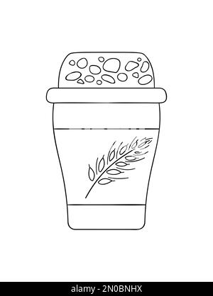 Symbole du pack de yaourts Vector Line. Produits laitiers frais biologiques dessinés à la main, isolés sur fond blanc. Illustration des aliments naturels. Yaourt noir et blanc Illustration de Vecteur