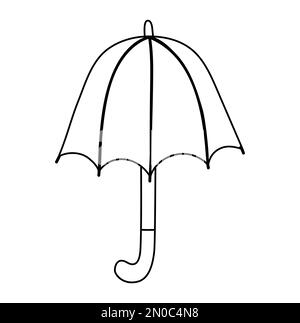 Parapluie noir et blanc Vector mignon. Accessoire de protection contre la pluie art d'automne. Drôle d'illustration de contour de saison d'automne isolé sur fond blanc Illustration de Vecteur