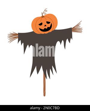 Ravissant scénario de fracas à la citrouille au lieu de la tête. Icône caractère Halloween. Automne tous les saints sont une illustration de la veille avec Jack-o-lanterne. Fête de Samhain si Illustration de Vecteur