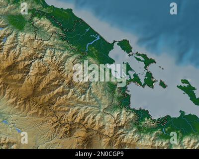 Bocas del Toro, province de Panama. Carte d'altitude en couleur avec lacs et rivières Banque D'Images