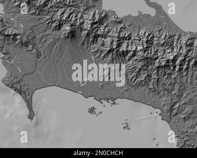 Chiriqui, province de Panama. Carte d'altitude à deux niveaux avec lacs et rivières Banque D'Images