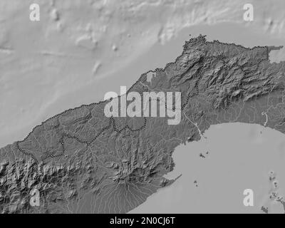 Deux-points, province de Panama. Carte d'altitude à deux niveaux avec lacs et rivières Banque D'Images