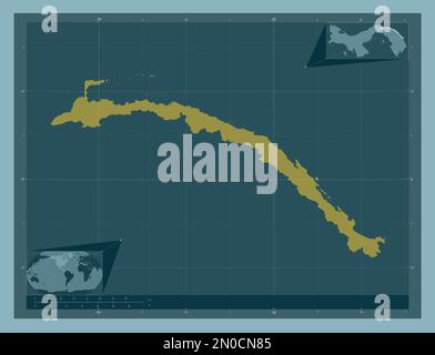 Kuna Yala, territoire autochtone du Panama. Forme de couleur unie. Cartes d'emplacement auxiliaire d'angle Banque D'Images