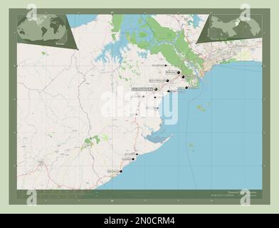 Panama Oeste, province de Panama. Ouvrez la carte des rues. Lieux et noms des principales villes de la région. Cartes d'emplacement auxiliaire d'angle Banque D'Images