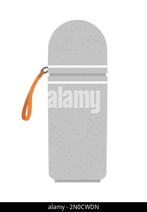 Flacon de thermos vectoriel isolé sur fond blanc. Illustration contenant pour boissons chaudes isolée sur fond blanc Illustration de Vecteur