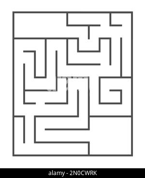 Modèle de labyrinthe vectoriel. Labyrinthe noir et blanc vierge isolé sur fond blanc. Activité pédagogique imprimable préscolaire ou échantillon de jeu. Illustration de Vecteur