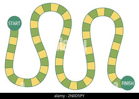 Modèle de jeu de société vectoriel. Jeu de société noir et blanc vierge isolé sur fond blanc. Activité pédagogique imprimable préscolaire ou échantillon de feuille de travail Illustration de Vecteur