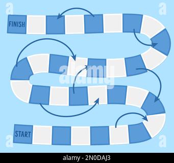 Modèle de jeu de société vectoriel. Jeu de société noir et blanc vierge isolé sur fond blanc. Activité pédagogique imprimable préscolaire ou échantillon de feuille de travail Illustration de Vecteur