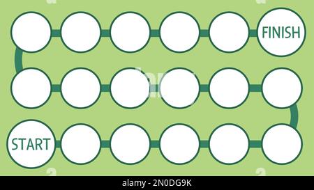 Modèle de jeu de société vectoriel. Jeu de société noir et blanc vierge isolé sur fond blanc. Activité pédagogique imprimable préscolaire ou échantillon de feuille de travail Illustration de Vecteur