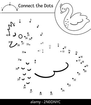 Vecteur Saint Valentin activité point à point et couleur avec un joli cygne. Vacances connecter le jeu de points pour les enfants avec oiseau romantique. Coloriage amusant Illustration de Vecteur