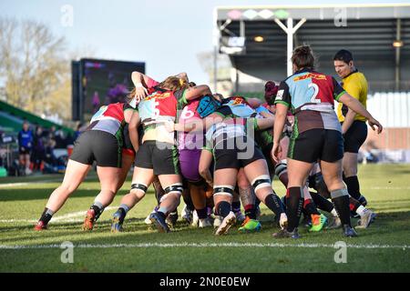 Londres, Royaume-Uni. 05th févr. 2023. Twickenham, stoop ENGLAND : action du match lors du match féminin de l'Allianz Premiership 5 entre Harlequins vs Loughborough Lightning Twickenham Stoop Stadium England–02-2023 crédit : PATRICK ANTHONISZ/Alay Live News Banque D'Images