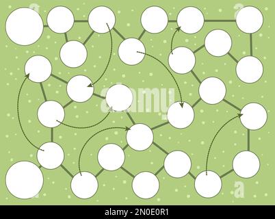 Modèle de jeu de société vectoriel. Jeu de société noir et blanc vierge isolé sur fond blanc. Activité pédagogique imprimable préscolaire ou échantillon de feuille de travail Illustration de Vecteur