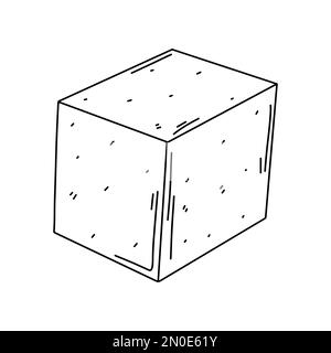 Cube en forme de doodle dessiné à la main. Isolé sur fond blanc. Illustration de Vecteur