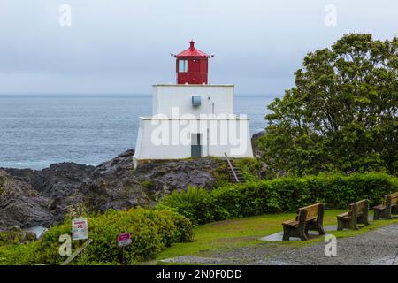 Phare de Amphitrite point, île de Vancouver, Canada Banque D'Images