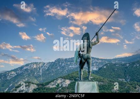 Statue du roi Sparte, Leonidas à Thermopyle, Grèce Banque D'Images