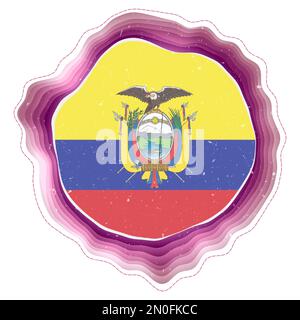 Drapeau équatorien dans le cadre. Badge du pays. Signe circulaire superposé autour du drapeau de l'Équateur. Illustration vectorielle attrayante. Illustration de Vecteur