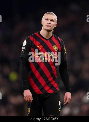 Erling Haaland de Manchester City semble abattu lors du match de la Premier League au Tottenham Hotspur Stadium, Londres. Date de la photo: Dimanche 5 février 2023. Banque D'Images