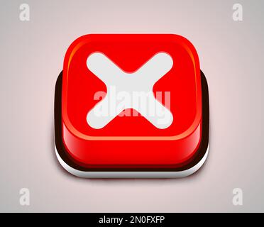 3d bouton rouge avec croix. Illustration vectorielle Illustration de Vecteur