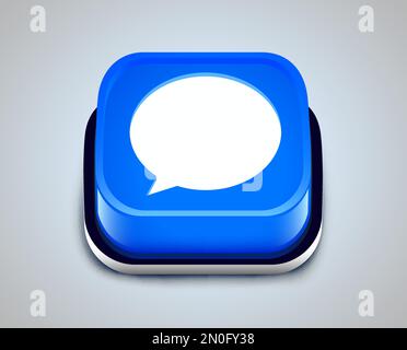 3d bouton bleu bulle de discussion. Illustration vectorielle Illustration de Vecteur