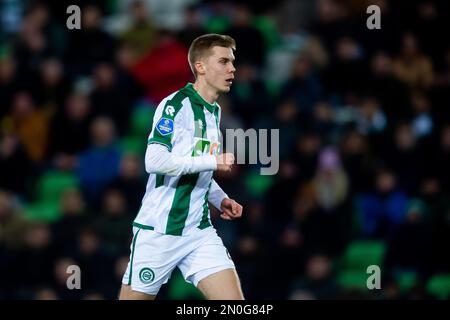 GRONINGEN - Oliver Antman du FC Groningen lors du match de première ligue des pays-Bas entre le FC Groningen et le FC Twente au stade Euroborg sur 5 février 2023 à Groningen, pays-Bas. ANP COR LASKER Banque D'Images