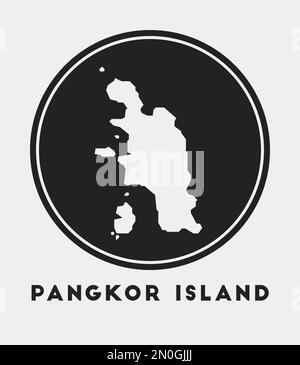 Icône de l'île Pangkor. Logo rond avec carte et titre. Badge Pangkor Island élégant avec carte. Illustration vectorielle. Illustration de Vecteur