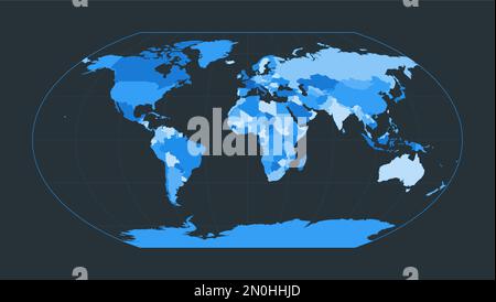 Carte du monde. Wagner VI projection. Illustration futuriste pour votre infographie. Belle palette de couleurs bleues. Illustration vectorielle nette. Illustration de Vecteur