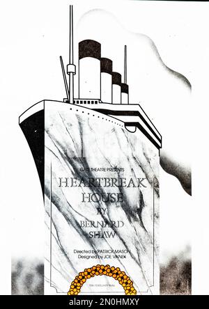 Le programme de théâtre pour la production 1986 de George Bernard Shaw’s, Heartbreak House, au Gate Theatre, Dublin, Irlande. Directeur Patrick Mason. Banque D'Images