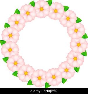 Couronne de printemps avec fleurs de cerisier avec place pour le texte. Festival hanami. Sakura en fleur, ume de prune. Le nouvel an chinois lunaire. Festival de printemps. Rond Illustration de Vecteur