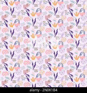 Taches et formes abstraites dessinées à la main. Le motif est sans couture. Illustration de Vecteur