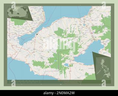 Lanao del Norte, province des Philippines. Ouvrez la carte des rues. Cartes d'emplacement auxiliaire d'angle Banque D'Images