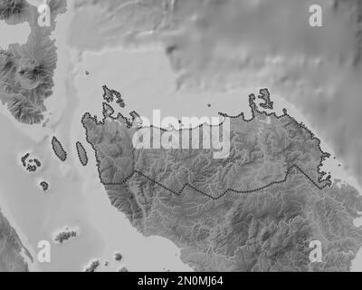 Nord de Samar, province des Philippines. Carte d'altitude en niveaux de gris avec lacs et rivières Banque D'Images