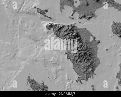 Occidental Mindoro, province des Philippines. Carte d'altitude à deux niveaux avec lacs et rivières Banque D'Images