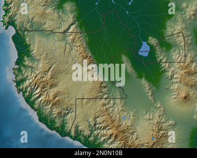Sultan Kudarat, province des Philippines. Carte d'altitude en couleur avec lacs et rivières Banque D'Images