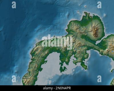 Zamboanga del Norte, province des Philippines. Carte d'altitude en couleur avec lacs et rivières Banque D'Images