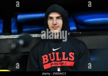 Les Chicago Bulls devancer le match de Paris de la NBA Banque D'Images