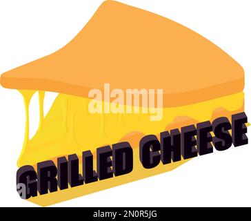 Symbole de fromage grillé vecteur isométrique. Sandwich chaud au fromage mozzarella maison. Concept alimentaire, produit de petit déjeuner Illustration de Vecteur