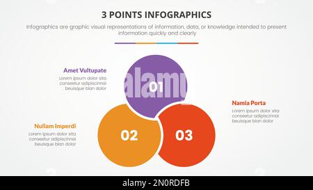 concept d'infographie à 3 points ou étapes avec cercle joint connecté pour vecteur de présentation de diapositive Banque D'Images