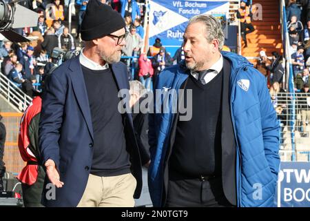 Ilja Kaenzig (R) ist Sprecher der Geschäftsführung, VfL Bochum vs TSG 1899 Hoffenheim, 1.BL, 04.02.2023 Vonovia Ruhrstadion Bochum, DFB LES RÈGLEMENTS INTERDISENT TOUTE UTILISATION DE PHOTOGRAPHIES COMME SÉQUENCES D'IMAGES ET/OU QUASI-VIDÉO. Honorarpflichtiges Foto, image payante, Copyright © ATP STIEFEL Udo BOCHUM, Allemagne - 04. Février 2023: Ilja Kaenzig (R) porte-parole du club, Bundesliga football match entre VfL Bochum 1848 et TSG Hoffenheim à la Ruhrswtadion Bochum le 04. Février 2023, Allemagne. DFL, Fussball (photo et copyright @ ATP images/STIEFEL Udo (STIEFEL Udo/ATP/SPP) Banque D'Images