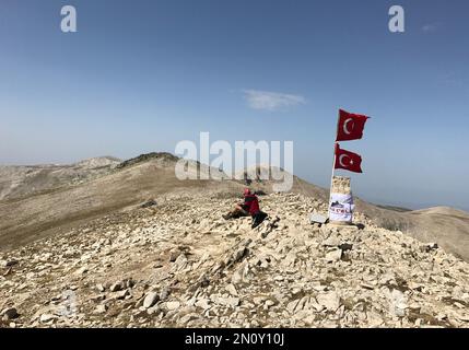 ULUDAG, TURQUIE - SEPTEMBRE 20 : alpiniste au Mont Uludag Grand Sommet sur 20 septembre 2017 à Bursa, Turquie. Uludag est la plus haute montagne de la région de Marmara. Banque D'Images