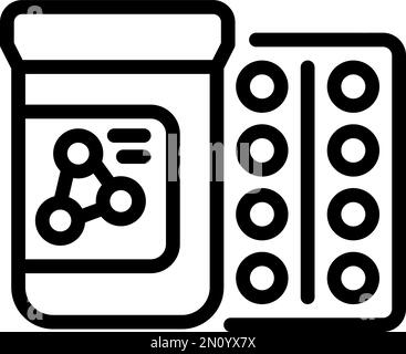 Enzymes pilules icône vecteur de contour. Peptide aminé. Chaîne de structure Illustration de Vecteur