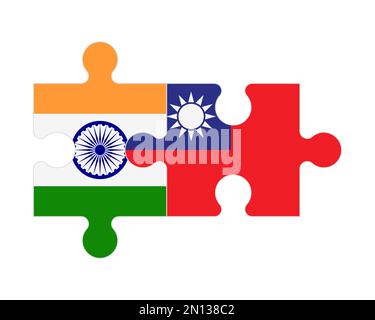 Puzzle connecté des drapeaux de l'Inde et de Taiwan, vecteur Illustration de Vecteur