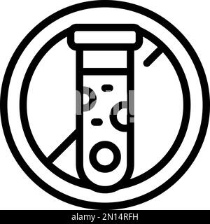 Vecteur de contour de l'icône du tube à essai à colorant naturel. Crème biologique. Label écologique Illustration de Vecteur