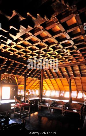 Conseil en bois Chambre du palais de Padmanabhapuram état Tamil Nadu Inde Banque D'Images