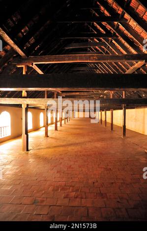 L'immense salle à manger du palais Padmanabhapuram dans l'État Tamil Nadu Inde Banque D'Images