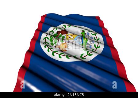 Beau drapeau brillant de Belize avec de grands plis se trouvent isolés sur blanc, vue perspective - toute occasion drapeau 3D illustration Banque D'Images