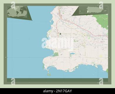 Cabo Rojo, municipalité de Porto Rico. Ouvrez la carte des rues. Cartes d'emplacement auxiliaire d'angle Banque D'Images