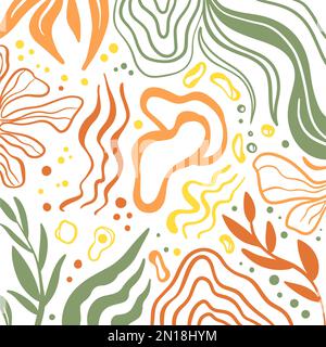 EBRU STYLE plat flou abstrait formes organiques couleurs vives motif imprimé textile toile de fond moderne Matisse Design tissu d'art créatif Illustration de Vecteur