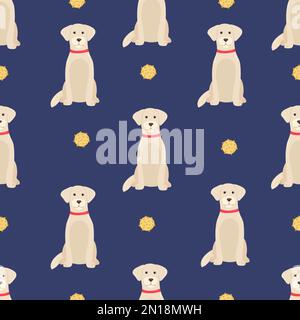 Golden Retriever chiens dans différentes poses et couleurs de pelage. Motif sans couture. Ensemble pour chiens et chiots pour adultes. Illustration vectorielle, Illustration de Vecteur